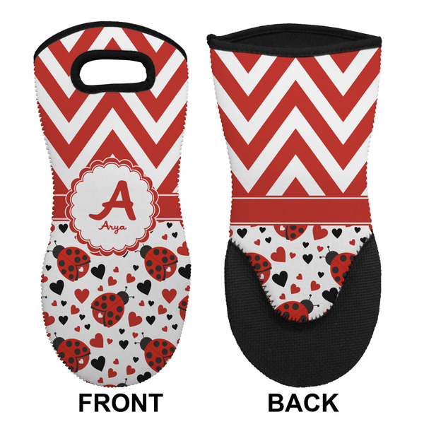 Ladybugs & Chevron Neoprene Oven Mitt (Front & Back)