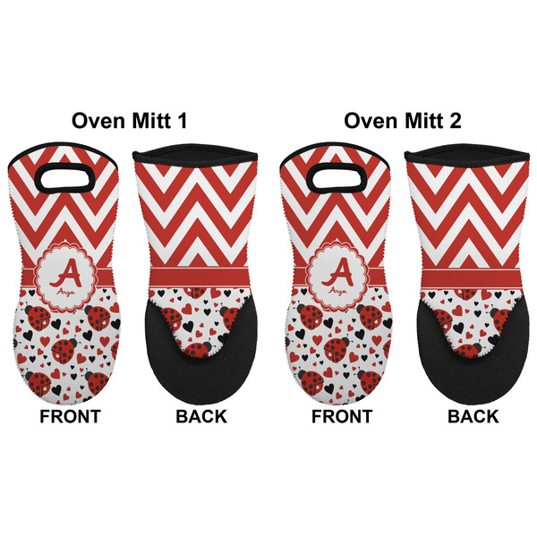 Ladybugs & Chevron Neoprene Oven Mitt - Set of 2 - Approval