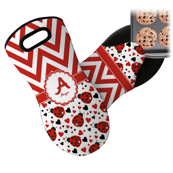 Ladybugs & Chevron Neoprene Oven Mitt