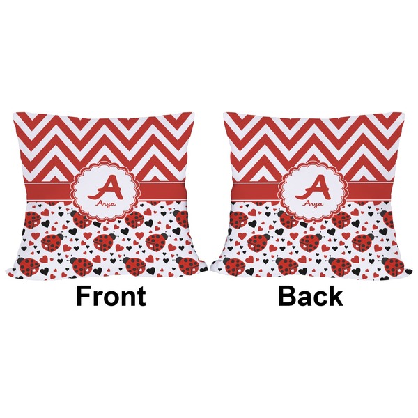 Ladybugs & Chevron Outdoor Pillow - 18x18