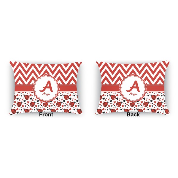Ladybugs & Chevron  Outdoor Rectangular Throw Pillow (Front and Back)