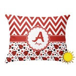 Ladybugs & Chevron Outdoor Throw Pillow (Rectangular) (Personalized)