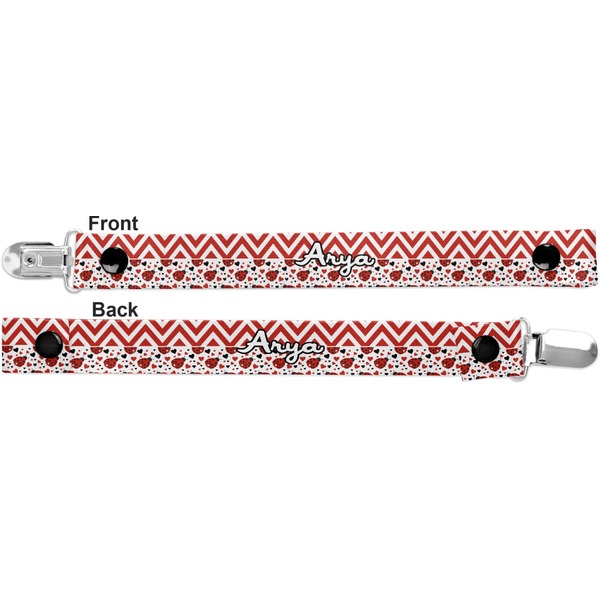 Ladybugs & Chevron Pacifier Clip - Front and Back