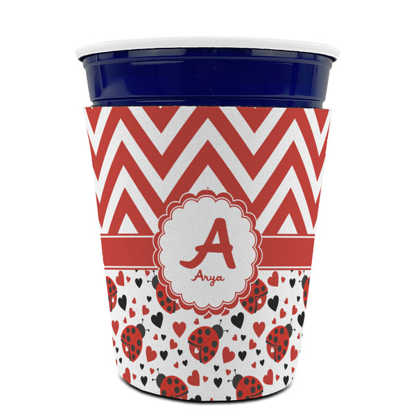 Ladybugs & Chevron Party Cup Sleeves - without bottom - FRONT (on cup)