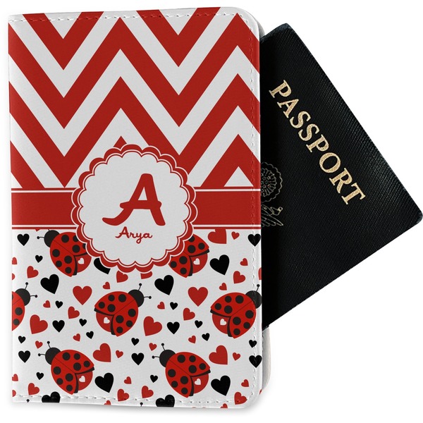 Custom Ladybugs & Chevron Passport Holder - Fabric (Personalized)