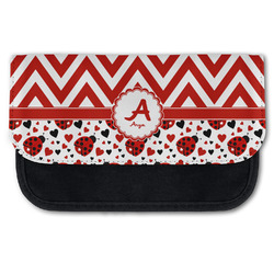 Ladybugs & Chevron Canvas Pencil Case w/ Name and Initial