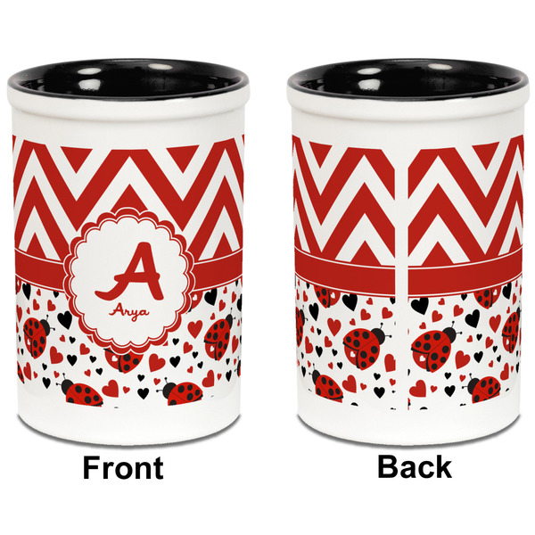 Ladybugs & Chevron Pencil Holder - Black - approval