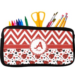 Ladybugs & Chevron Neoprene Pencil Case (Personalized)