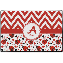 Ladybugs & Chevron Door Mat - 36"x24" (Personalized)