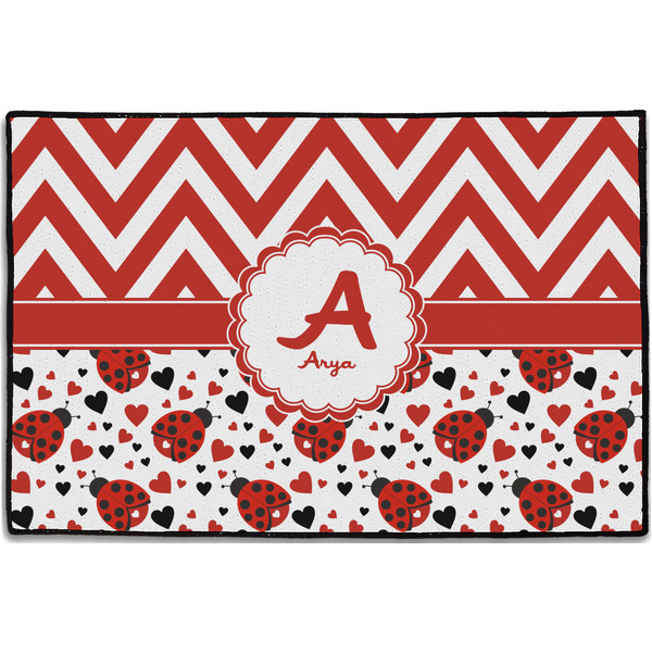Ladybugs & Chevron Personalized Door Mat - 36x24 (APPROVAL)