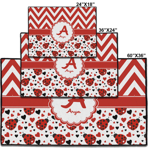 Ladybugs & Chevron Personalized Door Mat - Group Parent IMF