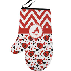 Ladybugs & Chevron Left Oven Mitt (Personalized)