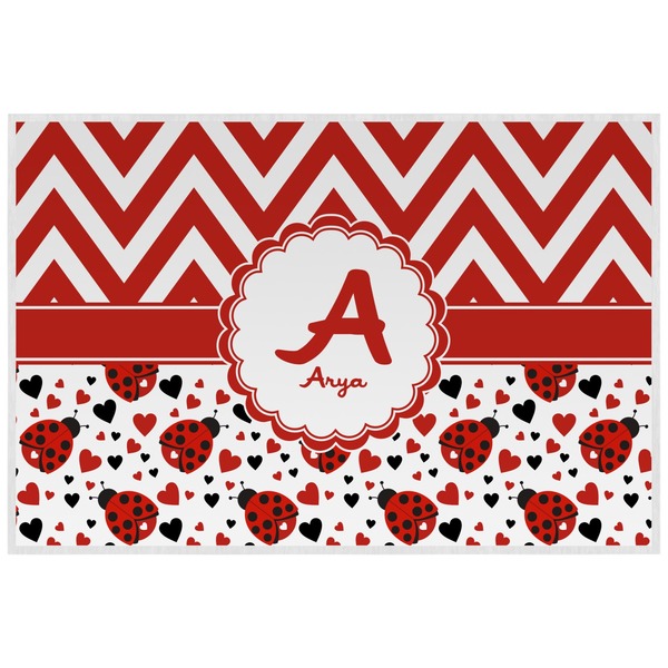 Ladybugs & Chevron Personalized Placemat (Back)