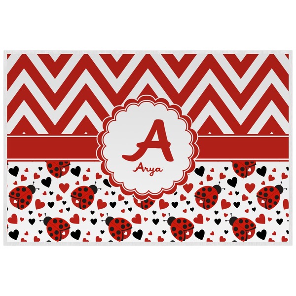 Custom Ladybugs & Chevron Laminated Placemat w/ Name and Initial