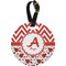 Ladybugs & Chevron Plastic Luggage Tag - Round (Personalized)