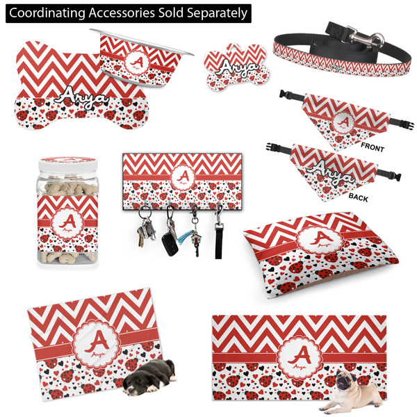 Ladybugs & Chevron Customized Pet Accessories