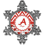 Ladybugs & Chevron Vintage Snowflake Ornament (Personalized)