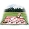 Ladybugs & Chevron Picnic Blanket - with Basket Hat and Book - in Use
