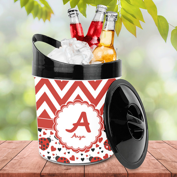 Ladybugs & Chevron Plastic Ice Bucket - LIFESTYLE