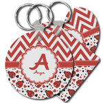 Ladybugs & Chevron Plastic Keychain (Personalized)