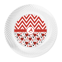 Ladybugs & Chevron Plastic Party Dinner Plates - 10" (Personalized)
