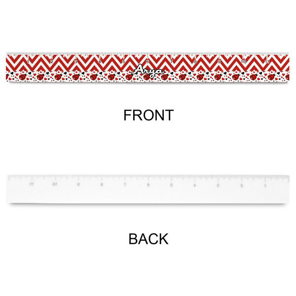 Ladybugs & Chevron Plastic Ruler - 12" - APPROVAL