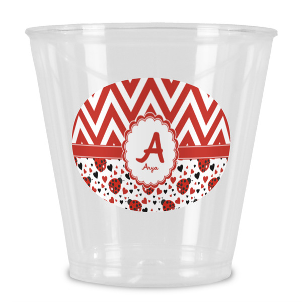 Custom Ladybugs & Chevron Plastic Shot Glass (Personalized)