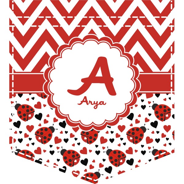 Custom Ladybugs & Chevron Iron On Faux Pocket (Personalized)