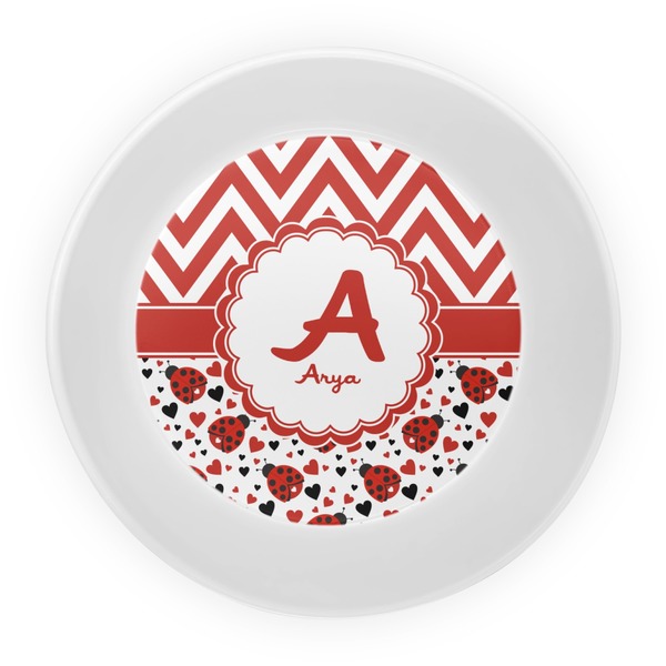 Ladybugs & Chevron Melamine Bowl - Center