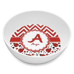 Ladybugs & Chevron Melamine Bowl - 8 oz (Personalized)