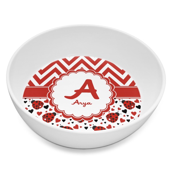 Custom Ladybugs & Chevron Melamine Bowl - 8 oz (Personalized)