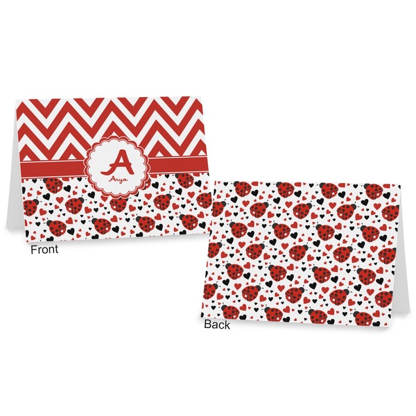 Ladybugs & Chevron Postcard - Front and Back