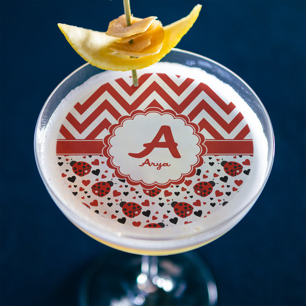 Ladybugs & Chevron Printed Drink Topper - Large - In Context