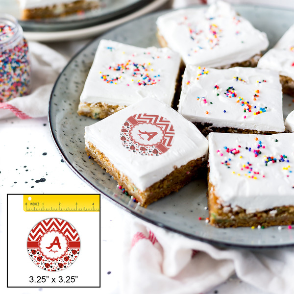 Ladybugs & Chevron Printed Icing Circle - Large - In Context