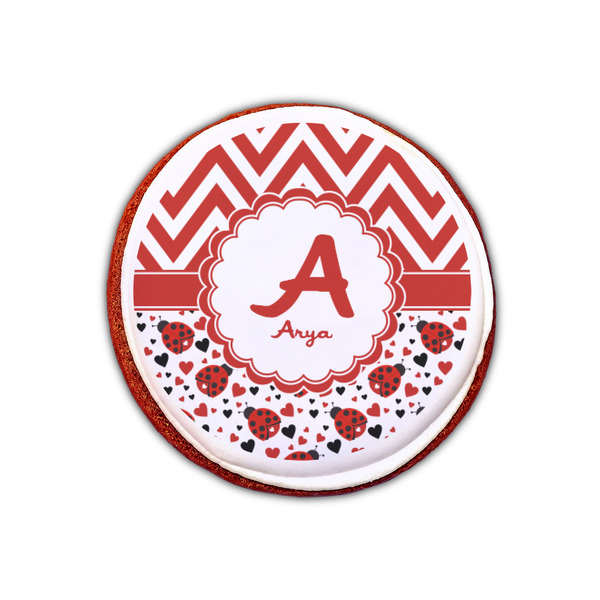 Ladybugs & Chevron Printed Icing Circle - XSmall - On Cookie