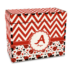 Ladybugs & Chevron Wood Recipe Box - Full Color Print (Personalized)