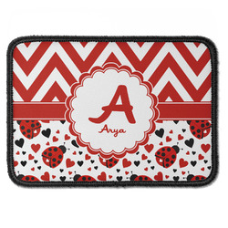 Ladybugs & Chevron Iron On Rectangle Patch w/ Name and Initial