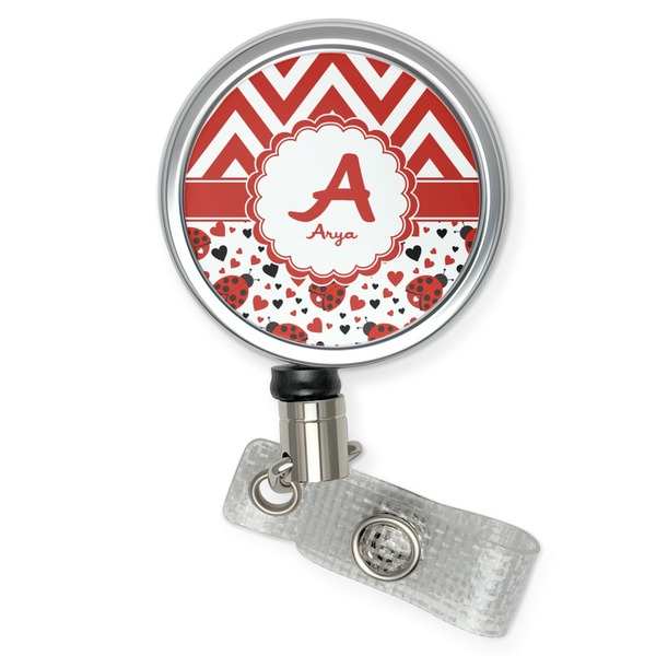 Custom Ladybugs & Chevron Retractable Badge Reel (Personalized)