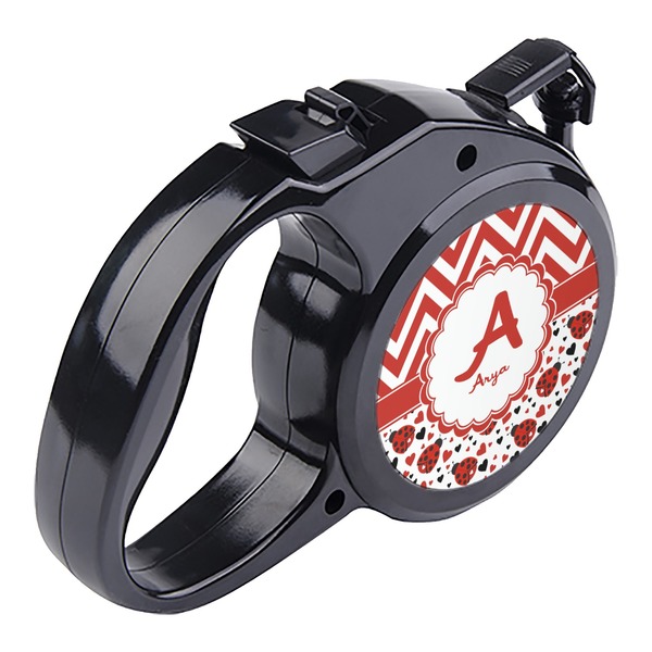 Ladybugs & Chevron Retractable Dog Leash - Angle