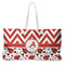 Ladybugs & Chevron Large Rope Tote Bag - Front View