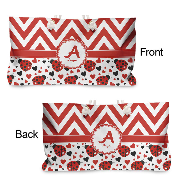 Ladybugs & Chevron Large Rope Tote - From & Back View