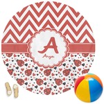 Ladybugs & Chevron Round Beach Towel (Personalized)