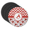Ladybugs & Chevron Round Rubber Backed Coasters - Set of 4 (Personalized)