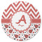 Ladybugs & Chevron Round Rubber Backed Coaster (Personalized)