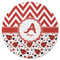 Ladybugs & Chevron Round Rubber Backed Coaster (Personalized)
