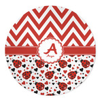 Ladybugs & Chevron 5' Round Indoor Area Rug (Personalized)