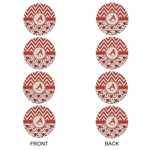 Ladybugs & Chevron Round Linen Placemats - APPROVAL Set of 4 (double sided)