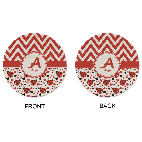 Ladybugs & Chevron Round Linen Placemats - APPROVAL (double sided)