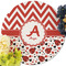 Ladybugs & Chevron Round Linen Placemats - Front (w flowers)