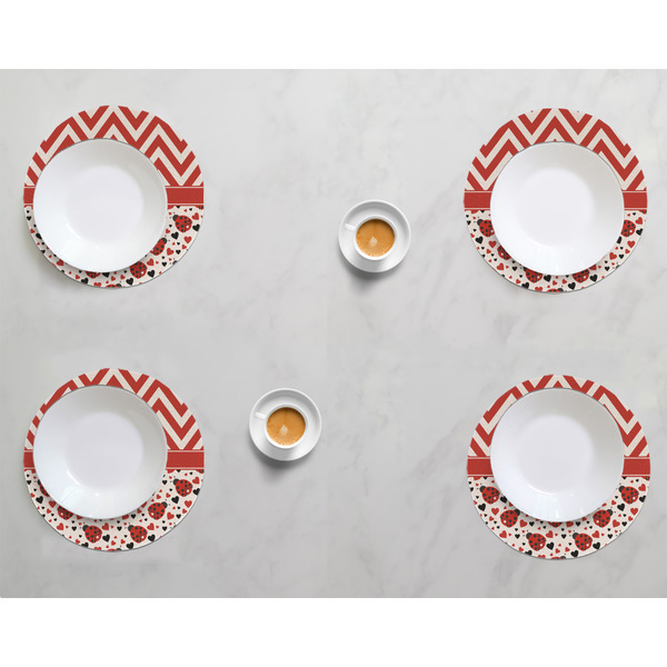 Ladybugs & Chevron Round Linen Placemats - LIFESTYLE (set of 4)